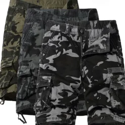 Men's Cargo Shorts Shorts Summer Shorts Multi Pocket Flap Pocket Camo Comfort Wearable Knee Length Outdoor Sport Daily Fashion Casual Camouflage - Army Green Light Grey
