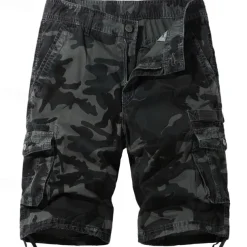 Men's Cargo Shorts Shorts Summer Shorts Multi Pocket Flap Pocket Camo Comfort Wearable Knee Length Outdoor Sport Daily Fashion Casual Camouflage - Army Green Light Grey