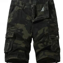 Men's Cargo Shorts Shorts Summer Shorts Multi Pocket Flap Pocket Camo Comfort Wearable Knee Length Outdoor Sport Daily Fashion Casual Camouflage - Army Green Light Grey