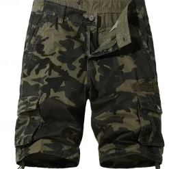 Men's Cargo Shorts Shorts Summer Shorts Multi Pocket Flap Pocket Camo Comfort Wearable Knee Length Outdoor Sport Daily Fashion Casual Camouflage - Army Green Light Grey
