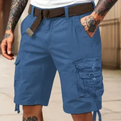 Men's Cargo Shorts Shorts Summer Shorts Multi Pocket Flap Pocket Plain Comfort Wearable Knee Length Outdoor Sport Daily Fashion Casual Black Red