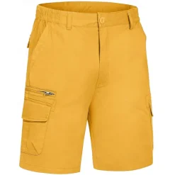 Men's Cargo Shorts Shorts Summer Shorts Elastic Waist Multi Pocket Flap Pocket Plain Comfort Wearable Knee Length Outdoor Sport Daily Fashion Casual Black Yellow