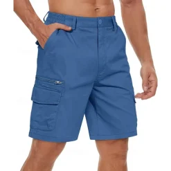 Men's Cargo Shorts Shorts Summer Shorts Elastic Waist Multi Pocket Flap Pocket Plain Comfort Wearable Knee Length Outdoor Sport Daily Fashion Casual Black Yellow