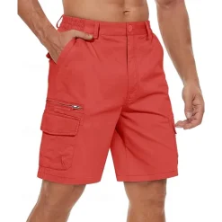 Men's Cargo Shorts Shorts Summer Shorts Elastic Waist Multi Pocket Flap Pocket Plain Comfort Wearable Knee Length Outdoor Sport Daily Fashion Casual Black Yellow