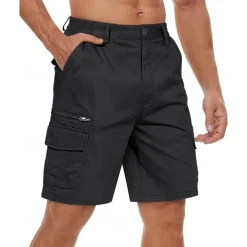 Men's Cargo Shorts Shorts Summer Shorts Elastic Waist Multi Pocket Flap Pocket Plain Comfort Wearable Knee Length Outdoor Sport Daily Fashion Casual Black Yellow