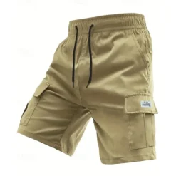 Men's Cargo Shorts Shorts Summer Shorts Drawstring Elastic Waist Multi Pocket Plain Comfort Wearable Short Outdoor Sport Daily Fashion Casual Black Khaki
