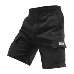 Men's Cargo Shorts Shorts Summer Shorts Drawstring Elastic Waist Multi Pocket Plain Comfort Wearable Short Outdoor Sport Daily Fashion Casual Black Khaki