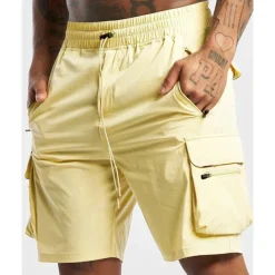 Men's Cargo Shorts Shorts Drawstring Elastic Waist Zipper Pocket Plain Quick Dry Wearable Short Outdoor Daily Camping & Hiking Fashion Classic Black Yellow