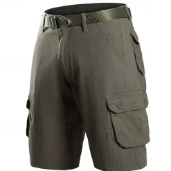 Men's Cargo Shorts Shorts Summer Shorts Buttons Multi Pocket Plain Comfort Wearable Knee Length Outdoor Sport Daily Fashion Casual Black Khaki