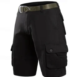 Men's Cargo Shorts Shorts Summer Shorts Buttons Multi Pocket Plain Comfort Wearable Knee Length Outdoor Sport Daily Fashion Casual Black Khaki