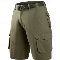 Men's Cargo Shorts Shorts Summer Shorts Buttons Multi Pocket Plain Comfort Wearable Knee Length Outdoor Sport Daily Fashion Casual Black Khaki