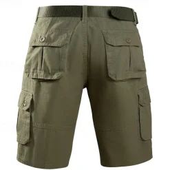 Men's Cargo Shorts Shorts Summer Shorts Buttons Multi Pocket Plain Comfort Wearable Knee Length Outdoor Sport Daily Fashion Casual Black Khaki