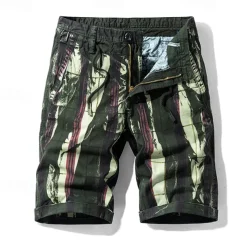 Men's Cargo Shorts Shorts Summer Shorts Work Shorts Golf Shorts Drawstring Elastic Waist Multi Pocket Florals Comfort Wearable Knee Length Outdoor Sport Daily Fashion Casual Black Red