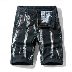 Men's Cargo Shorts Shorts Summer Shorts Work Shorts Golf Shorts Drawstring Elastic Waist Multi Pocket Florals Comfort Wearable Knee Length Outdoor Sport Daily Fashion Casual Black Red