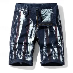 Men's Cargo Shorts Shorts Summer Shorts Work Shorts Golf Shorts Drawstring Elastic Waist Multi Pocket Florals Comfort Wearable Knee Length Outdoor Sport Daily Fashion Casual Black Red