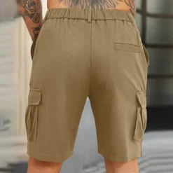 Men's Cargo Shorts Shorts Summer Shorts Ruched Multi Pocket Flap Pocket Plain Comfort Wearable Knee Length Outdoor Sport Daily Fashion Casual Black Navy Blue Micro-elastic