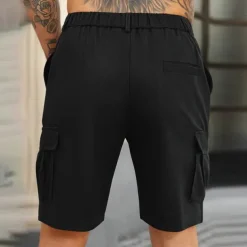 Men's Cargo Shorts Shorts Summer Shorts Ruched Multi Pocket Flap Pocket Plain Comfort Wearable Knee Length Outdoor Sport Daily Fashion Casual Black Navy Blue Micro-elastic