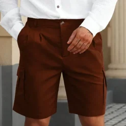 Men's Cargo Shorts Shorts Summer Shorts Ruched Multi Pocket Flap Pocket Plain Comfort Wearable Knee Length Outdoor Sport Daily Fashion Casual Black Navy Blue Micro-elastic