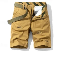 Men's Cargo Shorts Shorts Summer Shorts Work Shorts Golf Shorts Multi Pocket Button-Down Flap Pocket Plain Comfort Wearable Knee Length Outdoor Sport Daily Fashion Casual Black Yellow