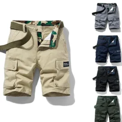 Men's Cargo Shorts Shorts Multi Pocket Straight Leg Print Solid Colored Comfort Wearable Knee Length Outdoor Daily Sports Stylish Black Blue