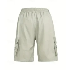 Men's Cargo Shorts Shorts Summer Shorts Drawstring Elastic Waist Multi Pocket Eagle US Flag Comfort Wearable Knee Length Outdoor Sport Daily Fashion Casual Light Grey