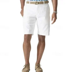 Men's Cargo Shorts Shorts Work Shorts Button Pocket Plain Wearable Knee Length Outdoor Daily Fashion Classic Black White