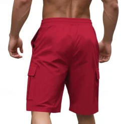 Men's Cargo Shorts Shorts Summer Shorts Drawstring Elastic Waist Multi Pocket Plain Comfort Wearable Knee Length Outdoor Sport Daily Fashion Casual Black Yellow