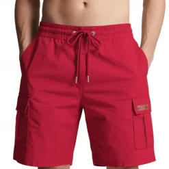 Men's Cargo Shorts Shorts Summer Shorts Drawstring Elastic Waist Multi Pocket Plain Comfort Wearable Knee Length Outdoor Sport Daily Fashion Casual Black Yellow