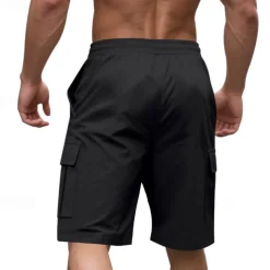 Men's Cargo Shorts Shorts Summer Shorts Drawstring Elastic Waist Multi Pocket Plain Comfort Wearable Knee Length Outdoor Sport Daily Fashion Casual Black Yellow