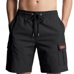 Men's Cargo Shorts Shorts Summer Shorts Drawstring Elastic Waist Multi Pocket Plain Comfort Wearable Knee Length Outdoor Sport Daily Fashion Casual Black Yellow