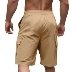Men's Cargo Shorts Shorts Summer Shorts Drawstring Elastic Waist Multi Pocket Plain Comfort Wearable Knee Length Outdoor Sport Daily Fashion Casual Black Yellow