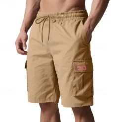 Men's Cargo Shorts Shorts Summer Shorts Drawstring Elastic Waist Multi Pocket Plain Comfort Wearable Knee Length Outdoor Sport Daily Fashion Casual Black Yellow