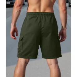 Men's Cargo Shorts Shorts Summer Shorts Drawstring Elastic Waist Multi Pocket Plain Comfort Wearable Knee Length Outdoor Sport Daily Fashion Casual Black White