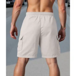 Men's Cargo Shorts Shorts Summer Shorts Drawstring Elastic Waist Multi Pocket Plain Comfort Wearable Knee Length Outdoor Sport Daily Fashion Casual Black White