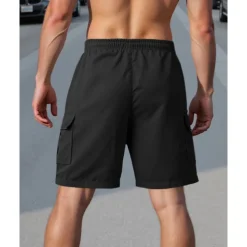 Men's Cargo Shorts Shorts Summer Shorts Drawstring Elastic Waist Multi Pocket Plain Comfort Wearable Knee Length Outdoor Sport Daily Fashion Casual Black White