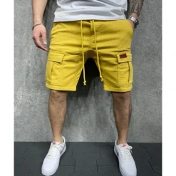 Men's Cargo Shorts Shorts Work Shorts Multi Pocket Plain Wearable Short Outdoor Daily Going out Fashion Classic Black Yellow