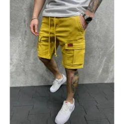 Men's Cargo Shorts Shorts Work Shorts Multi Pocket Plain Wearable Short Outdoor Daily Going out Fashion Classic Black Yellow