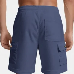 Men's Cargo Shorts Shorts Summer Shorts Drawstring Elastic Waist Multi Pocket Plain Comfort Wearable Knee Length Outdoor Sport Daily Fashion Casual Black White