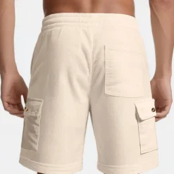 Men's Cargo Shorts Shorts Summer Shorts Drawstring Elastic Waist Multi Pocket Plain Comfort Wearable Knee Length Outdoor Sport Daily Fashion Casual Black White