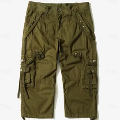 Men's Cargo Shorts Shorts Capri Pants Hiking Shorts Leg Drawstring 6 Pocket Plain Comfort Outdoor Daily Going out Fashion Streetwear Wine Army Green