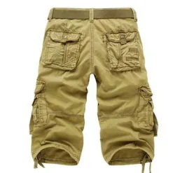 Men's Cargo Shorts Shorts Capri Pants Multi Pocket Straight Leg Solid Colored Comfort Wearable Calf-Length Outdoor Daily Sports Stylish Yellow Army Green