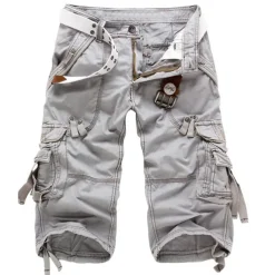 Men's Cargo Shorts Shorts Capri Pants Multi Pocket Straight Leg Solid Colored Comfort Wearable Calf-Length Outdoor Daily Sports Stylish Yellow Army Green