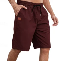 Men's Cargo Shorts Shorts Summer Shorts Work Shorts Drawstring Elastic Waist Plain Comfort Wearable Knee Length Outdoor Sport Daily Fashion Casual Black White