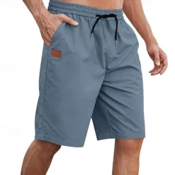 Men's Cargo Shorts Shorts Summer Shorts Work Shorts Drawstring Elastic Waist Plain Comfort Wearable Knee Length Outdoor Sport Daily Fashion Casual Black White