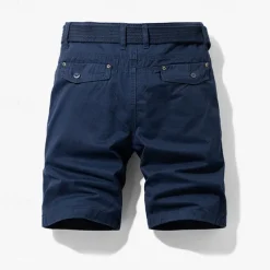 Men's Cargo Shorts Shorts Summer Shorts Work Shorts Golf Shorts Multi Pocket Button-Down Flap Pocket Plain Comfort Wearable Knee Length Outdoor Sport Daily Fashion Casual Black Blue