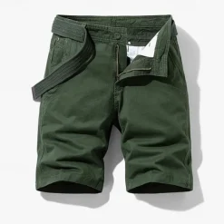 Men's Cargo Shorts Shorts Summer Shorts Work Shorts Golf Shorts Multi Pocket Button-Down Flap Pocket Plain Comfort Wearable Knee Length Outdoor Sport Daily Fashion Casual Black Blue