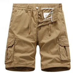 Men's Cargo Shorts Shorts Summer Shorts Drawstring Elastic Waist Multi Pocket Plain Comfort Wearable Knee Length Outdoor Sport Daily Fashion Casual Black Yellow