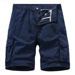 Men's Cargo Shorts Shorts Summer Shorts Drawstring Elastic Waist Multi Pocket Plain Comfort Wearable Knee Length Outdoor Sport Daily Fashion Casual Black Yellow