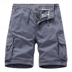 Men's Cargo Shorts Shorts Summer Shorts Drawstring Elastic Waist Multi Pocket Plain Comfort Wearable Knee Length Outdoor Sport Daily Fashion Casual Black Yellow