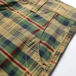 Men's Cargo Shorts Shorts Work Shorts Hiking Shorts Buttons Multi Pocket Plaid Wearable Knee Length Outdoor Daily Camping & Hiking Fashion Classic Green Khaki